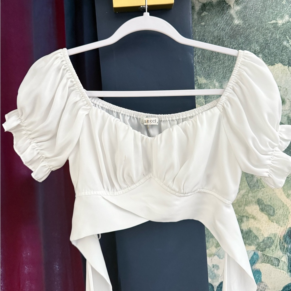 White Puff Sleeve Women's Top